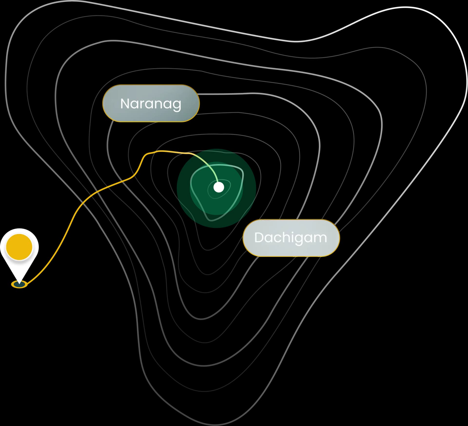 Kashmir tourist destinations map with popular locations