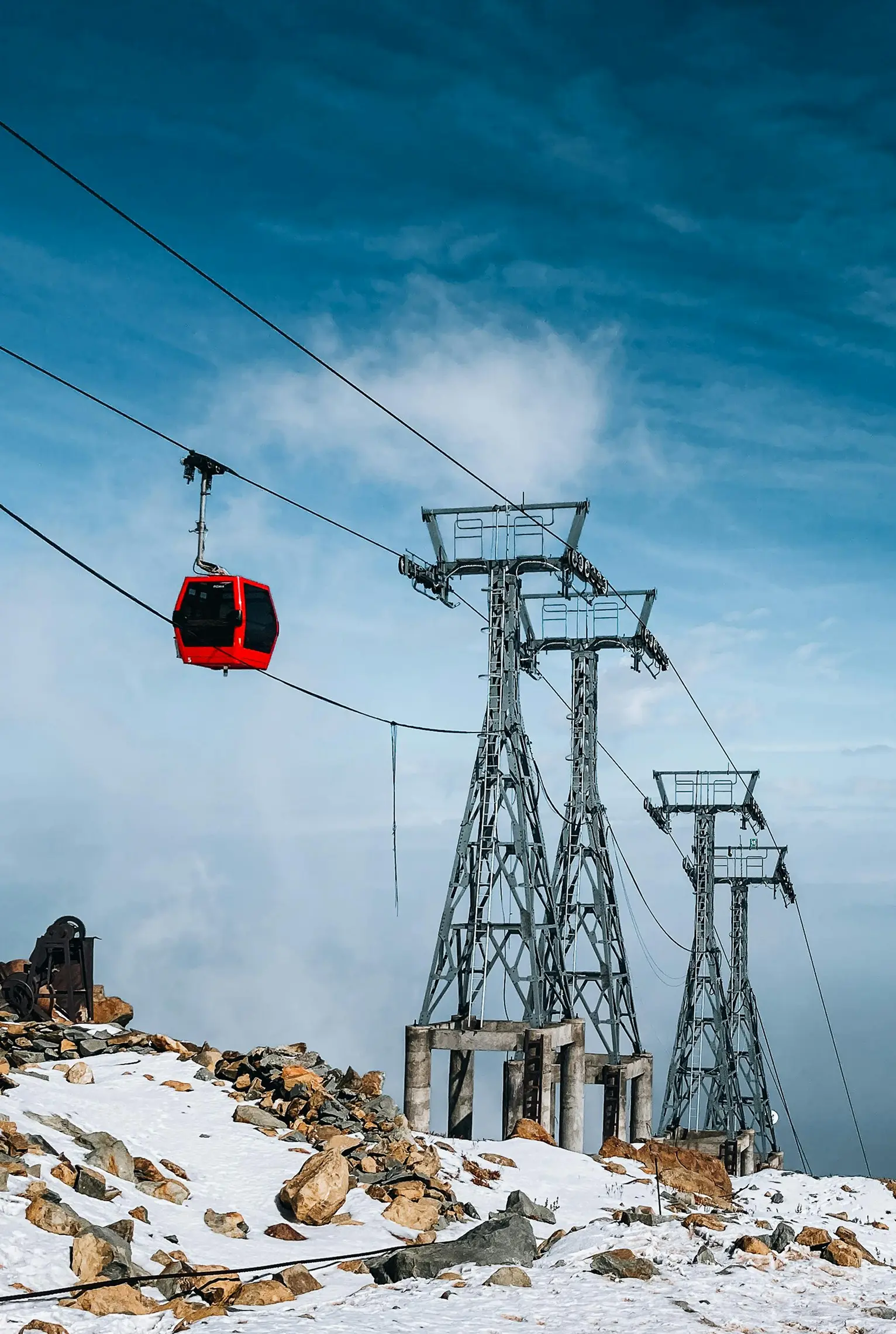 A view of the Gulmarg Gondola Ride, offering stunning vistas of the snow-capped mountains.
